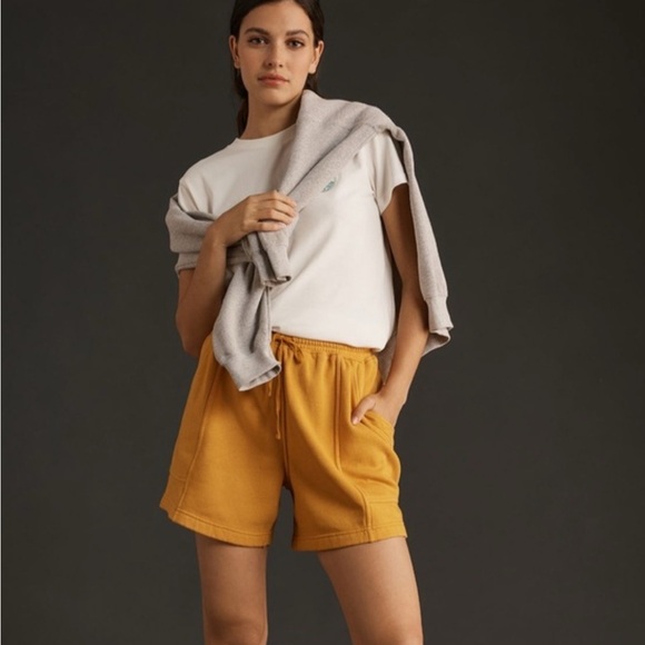 Daily Practice Pants - Daily Practice by Anthropologie Yellow Seamed Lounge Shorts Comfy Cozy Size XL